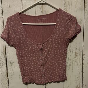 American Eagle Outfitters Mauve Floral Crop Top